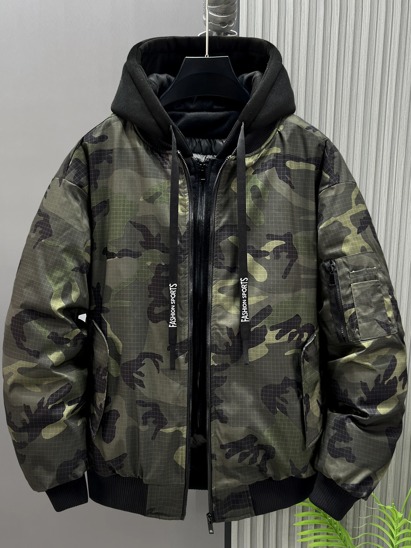 Extra Large Men's Thiened Winter Cotton Jaet Fake Two-Piece Sle Cold Resistance plus Size Coat for Heavy People up to 3...