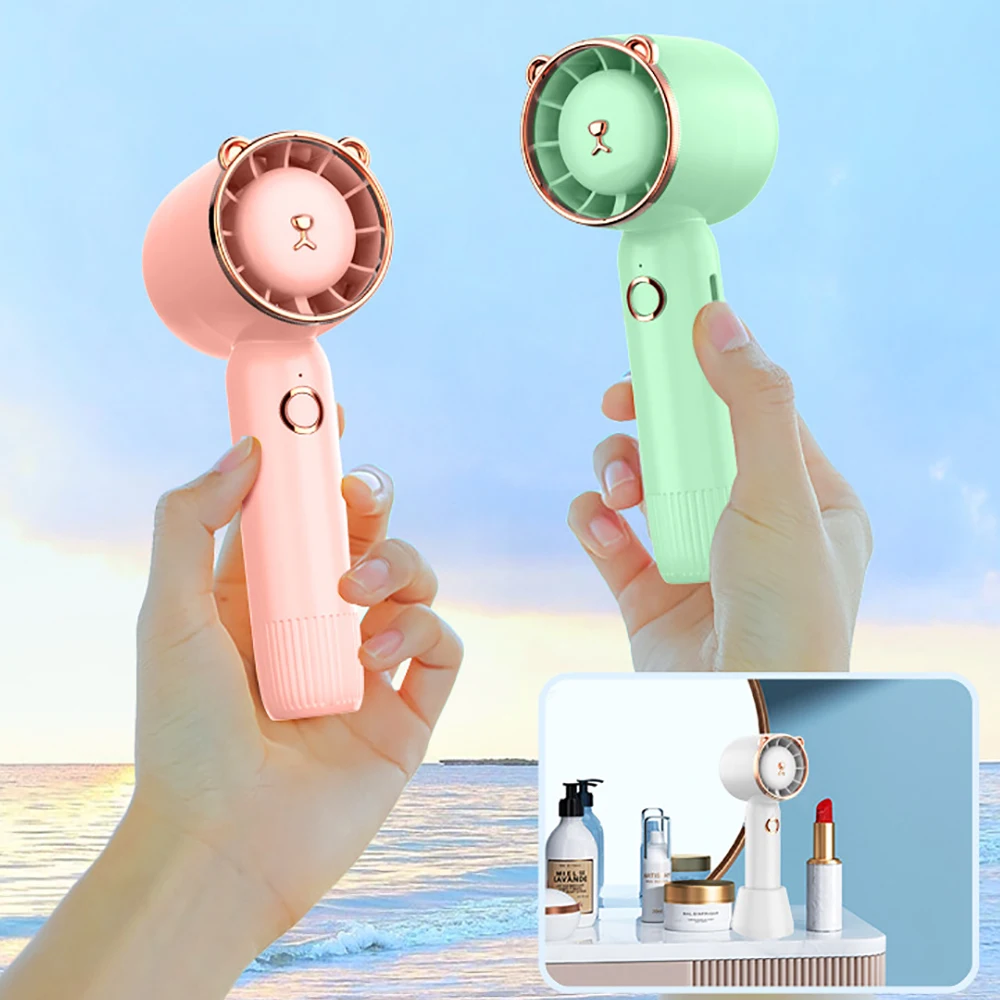 2023 New Cute Leafless Fan Lazy Turbo USB Charging Light Small Portable Desktop Mute Strong Wind Handheld Mini Electric Fan Gift