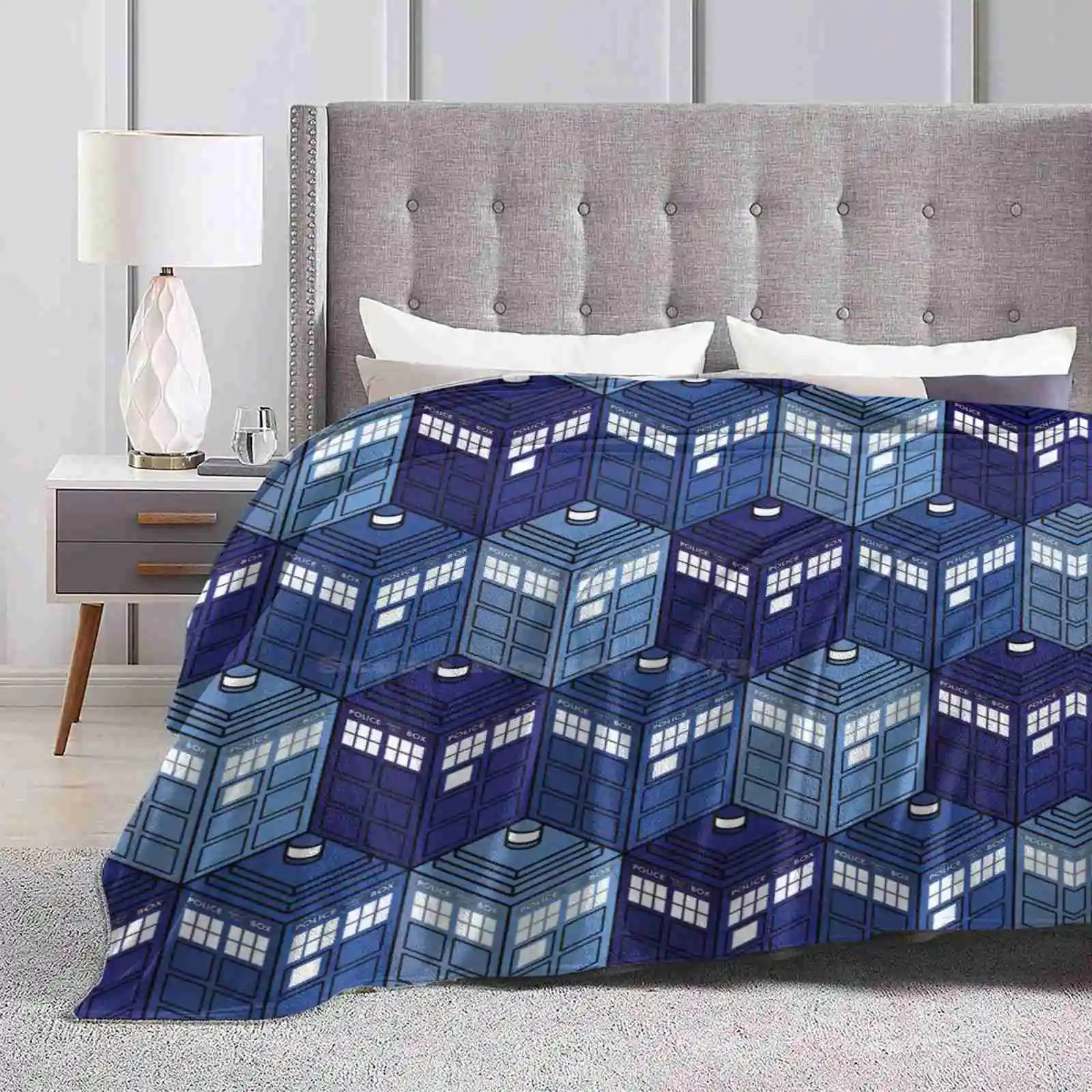 Infinite Phone Boxes New Print Novelty Fashion Soft Warm Blanket Dr Doctor Phone Box Police Box Time Travel Whovian Science