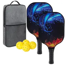 Pickleball Paddles com Bolas e Saco, Profissional Premium Carbon Fiber, Comfort Grip, Compatível com USAPA, 2pcs