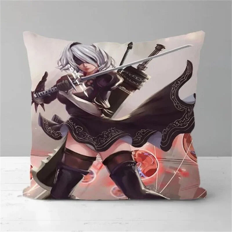 Anime Nier Automata Pillow Case Cushion Cover Peach skin polyester Home Decorative