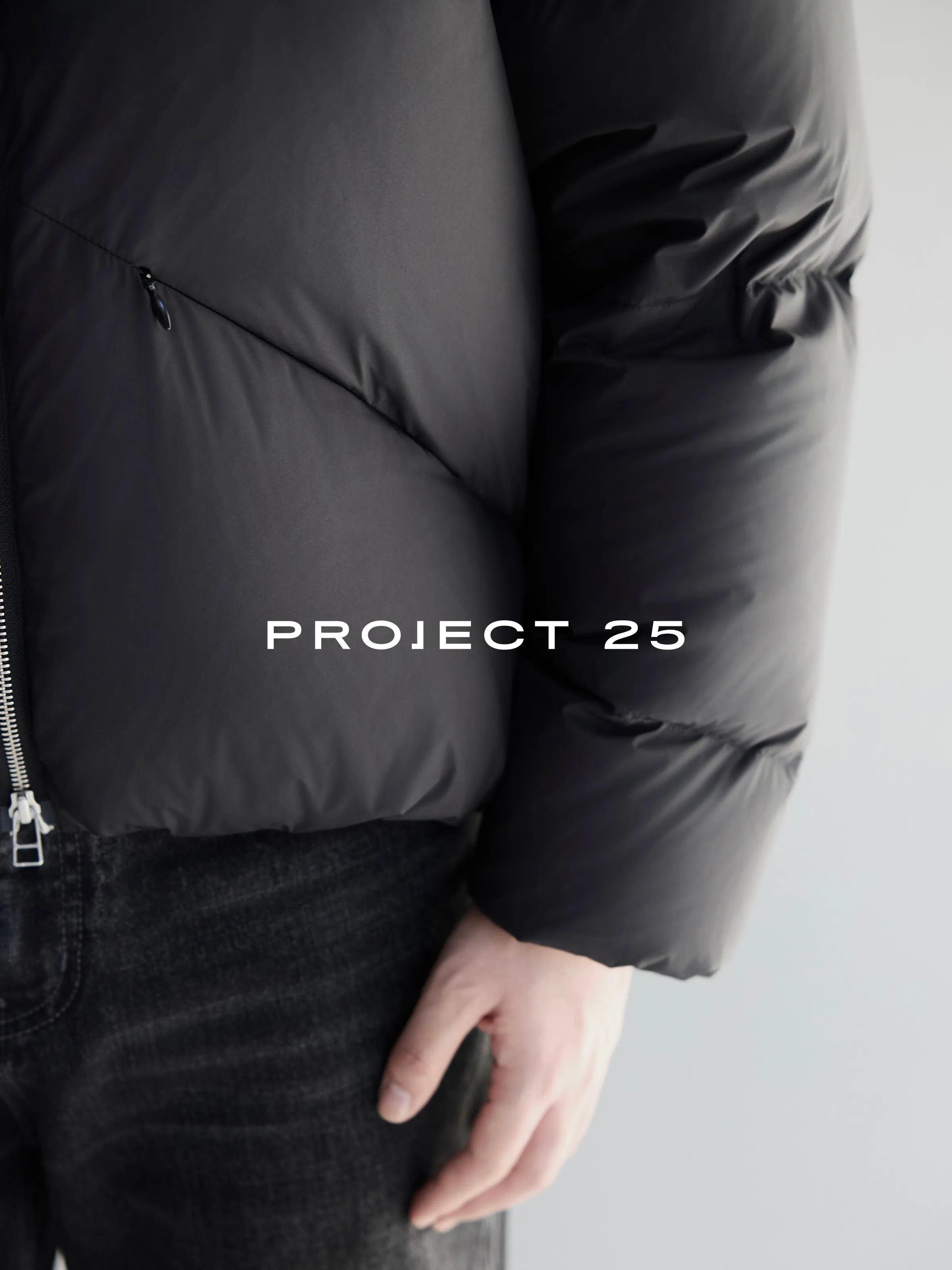 Jaket Bulu Angsa Putih 90% Ringan untuk Pria PROJECT 25, 3-Lapisan Penahan Panas, Hangat, Kerah Tegak, Model Pendek