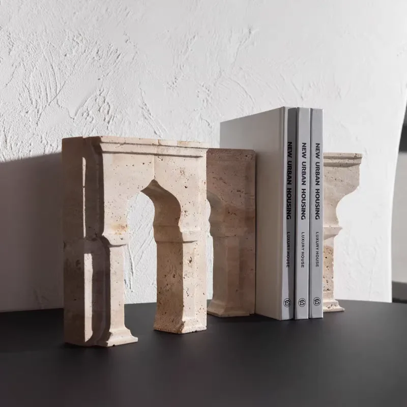 طقم مكون من قطعتين من مساند الدفتين من الرخام الطبيعي من Arc de Triomphe لتزيين المنزل والمكتب وظيفة تنظيم الكتب العملية