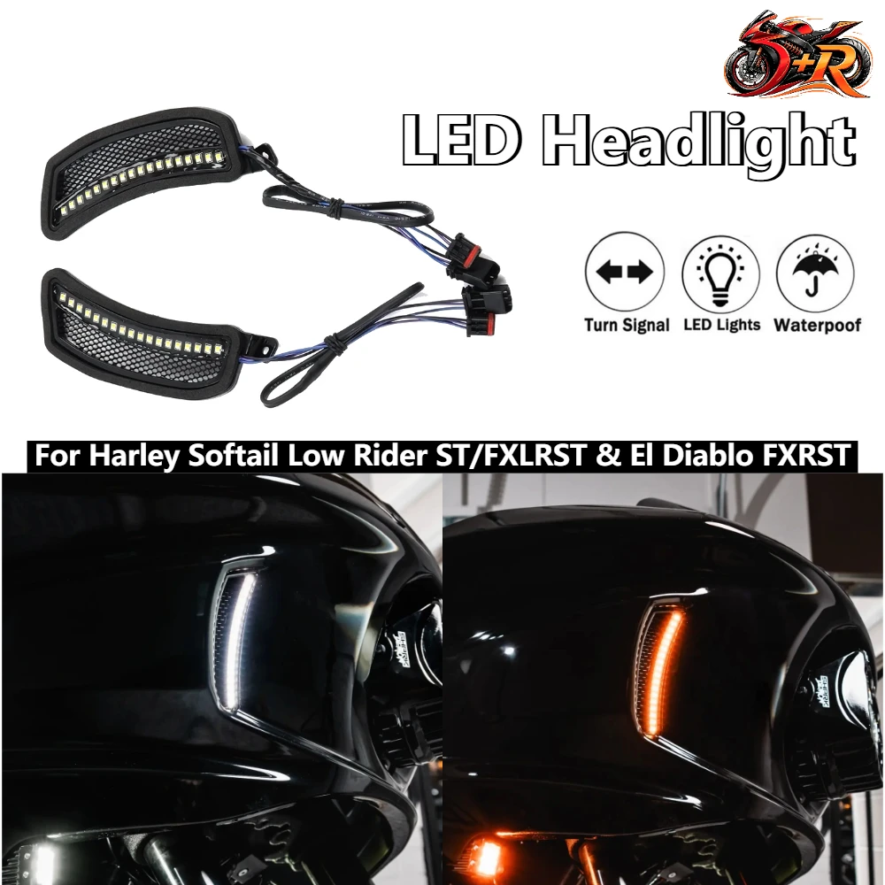 

New Upgrade Your Harley Softail Low Rider ST/FXLRST & El Diablo FXRST with Premium White Tracer LED Headlight Vent Accents