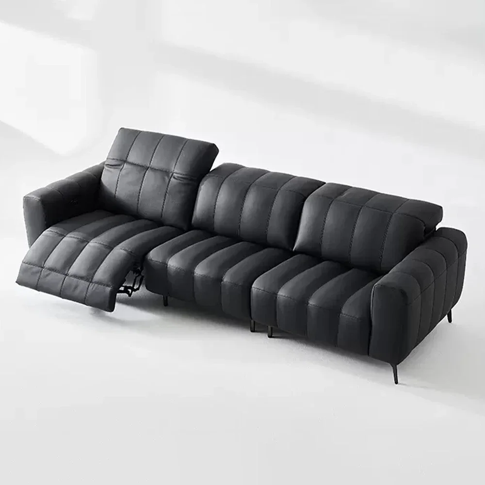 Linlamlim Dual Motor Electric Recliners Piano Key Function Genuine Leather Sofa Sectional, First-class Cabin Power Recling Couch