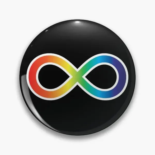 Rainbow Infinity Symbol For Autism Accep Customizable Soft Button Pin Funny Lover Decor Collar Lapel Hat Gift Brooch Cute