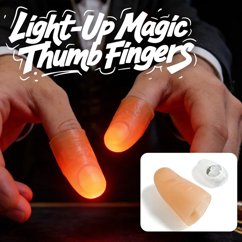 Light-Up Finger Lights Magic Trick Props LED Glow Fake Thumb Tips for Halloween Christmas Party Magic Trick Props Novelty Toys