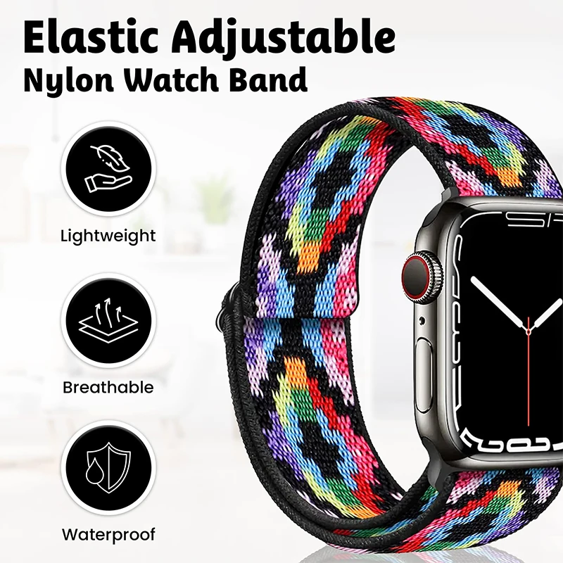 28Pcs Stretchy Loop for Apple Watch Band 38 40 41 42 44 45mm Nylon Elastic Braided Strap Wristbands for iWatch 8/7/6/5/4/3/2/1