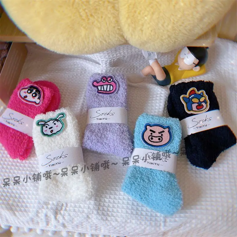 Crayon Shin-Chan Winter Socks Warm Coral Fleece Socks Cartoon Nohara Shiro Couple Socks Sleep Socks Floor Socks Holiday Gift Toy