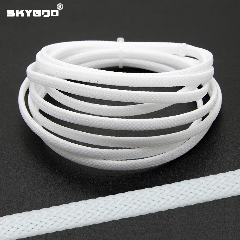 1~50m White PET Braid Sleeves 2/4/6/8/10/12/14/16/20/25/30/35/40/50/60mm High Density Insulated Snake Skin Cable Wrap Sheath