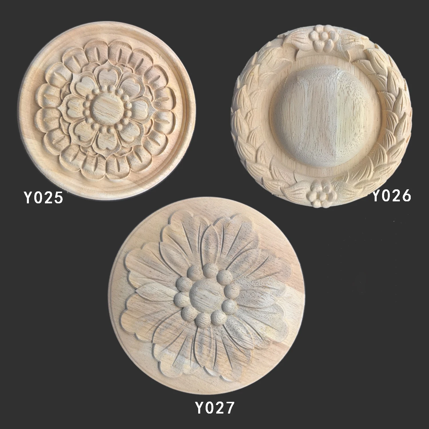 

European Carved Unpainted Retro Mouldings Wood Applique Wood Decal Long Oval Rubber Home Furniture Walls Hot Sale NEW