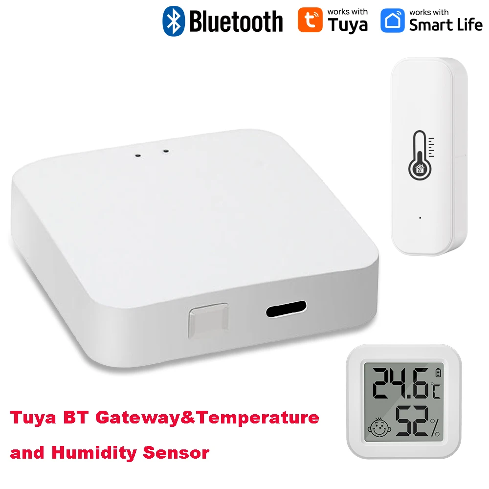 Tuya Bluetooth Gateway Hub lub czujnik temperatury i wilgotności Bluetooth z pilotem APP Termometr Higrometr Czujnik Home