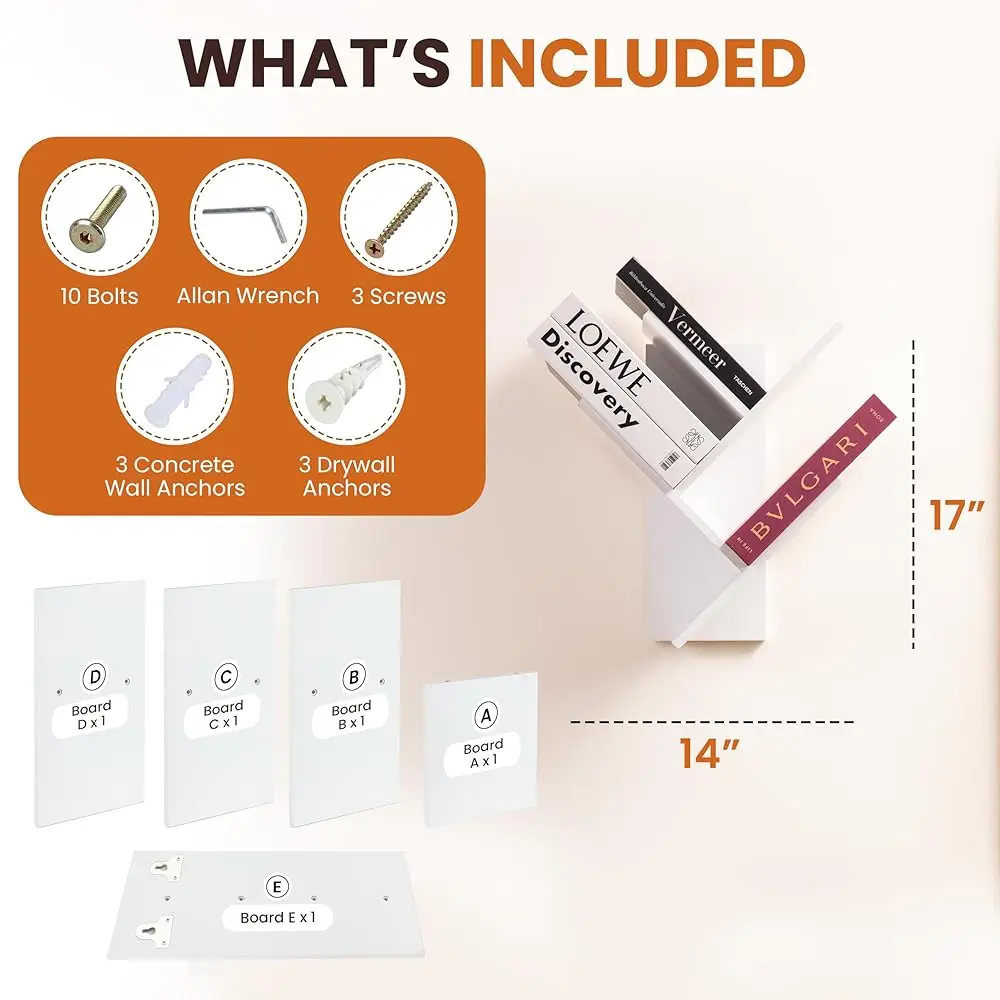 Rak Buku Pohon, Pohon Rak Buku Terpasang Di Dinding 3 Tingkat – Organizer Buku Putih Kayu Pinus Solid, Rak Buku Pohon Buku, Rak Buku Untuk