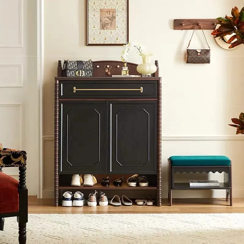 

Vertical Wood Shoe Rack Drawer Vintage Storage Cabinet Entrance Shoe Rack Minimalist Design Zapatero Space Saving Furniture