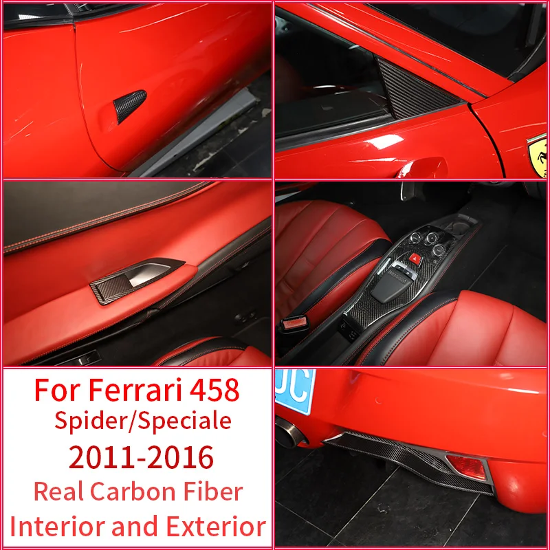 For Ferrari 458 Spider/Speciale 2011-2016 Car Interior Center Control Panel Door Decoration Sticker Real Carbon Fiber Auto Parts