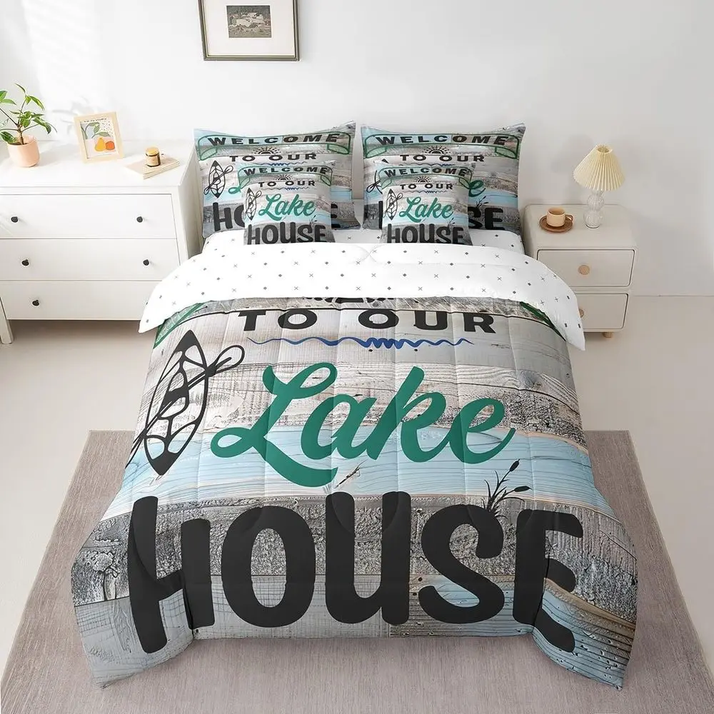 

Комплект постельного белья King-Size в деревенском стиле для дома на озере: 7 предметов с простынями для дома в стиле хижины/лодж