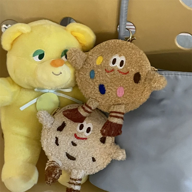 Cartoon Cookies Coin Purse Portable Card Bag Lipstick Bag Plush Small Wallet Keychain Bag Pendant Headset Storage Bag Student