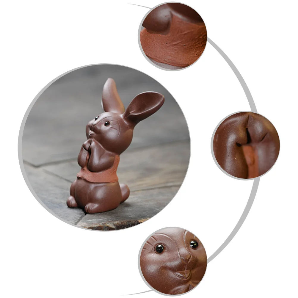 

Rabbit Shape Tea Pet Ornament Premium Red Stoneware Compact Design for Desktop Shelf Car Decor Chinese Tea Pet Accessory Gift