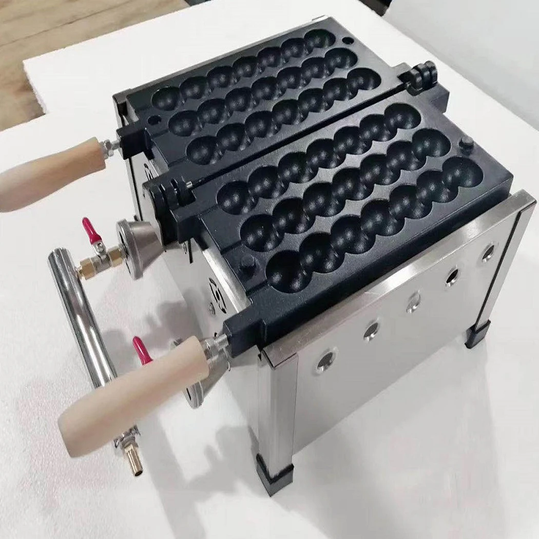 Gas Type Skewer Waffle on a Stick Machine, Sugar-coated, Haws Shape, Iron Maker, Ball Shape Cake Baker