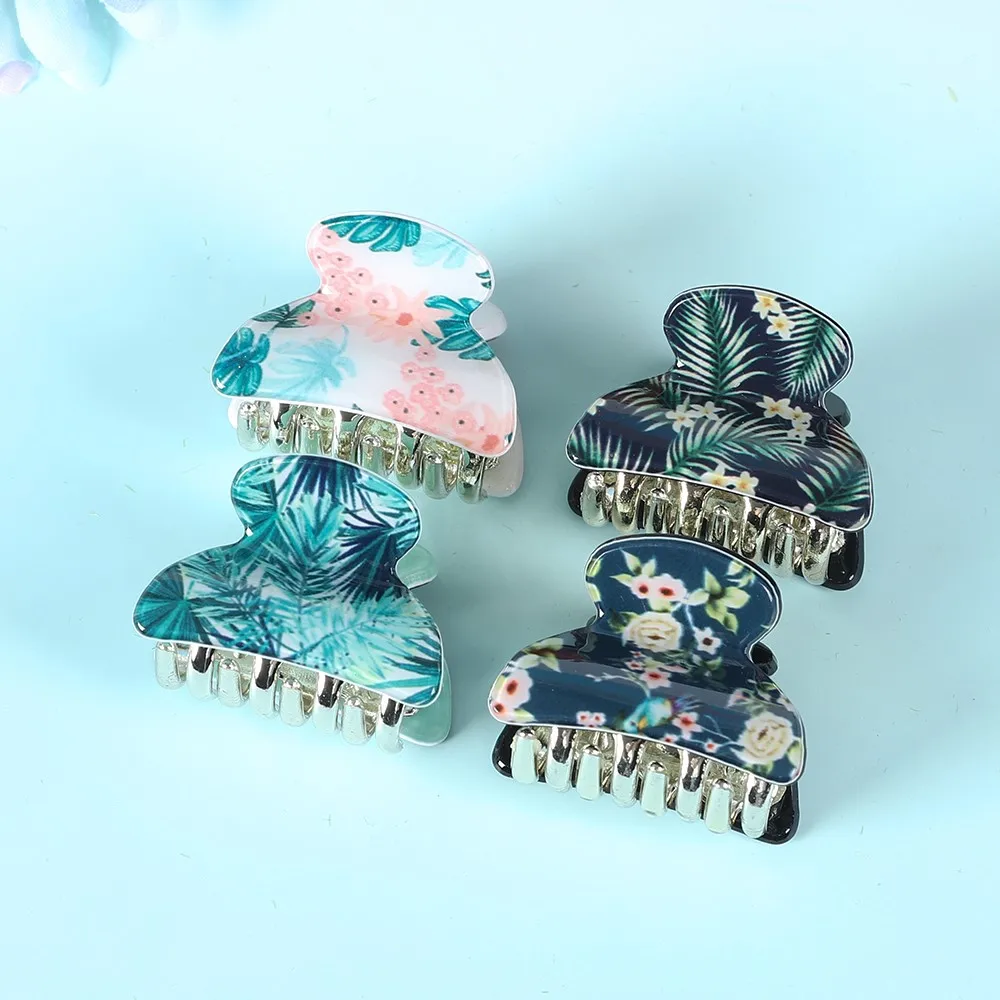 

4PCS/Set 4CM Acrylic Flower Hair Claw Clip Women Girls Shinny Hairpin Barrette Small Hair Crab Clamps Hairgrip Hair Accessories
