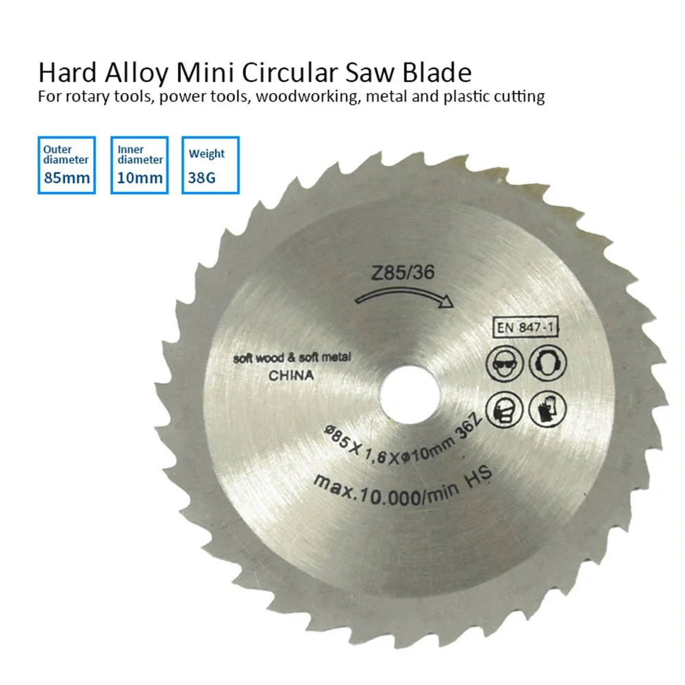 1pcs Out Diameter 85 mm 24 T Mini Circular Saw Blade Wheel Discs Wood Cutting Blade Inner Diameter 10mm 15mm