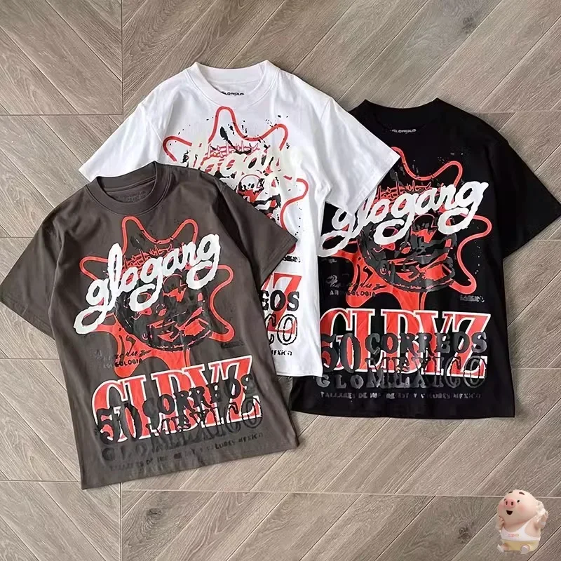 

Vintage Glo Gang Boyz Worldwide Graffiti print T-shirt Men Women Unisex Clothing Loose Tees Tops T Shirt harajuku