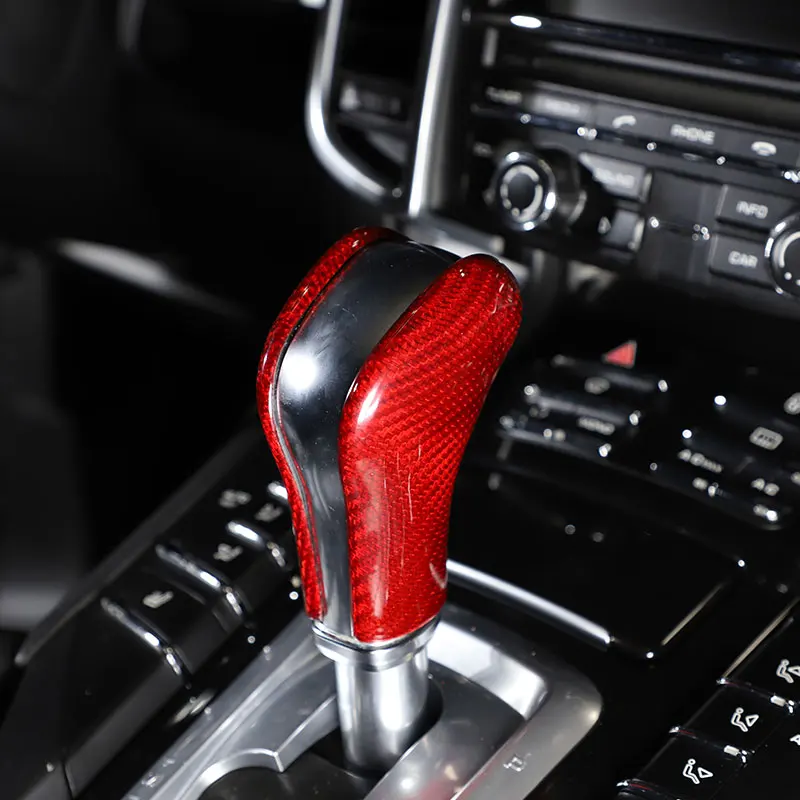 Real Carbon Fiber For Porsche Cayenne 2011 2012 2013 2014 2015 2016 2017 Car Gear Shift Knob Trim Cover Sticker Car Accessories