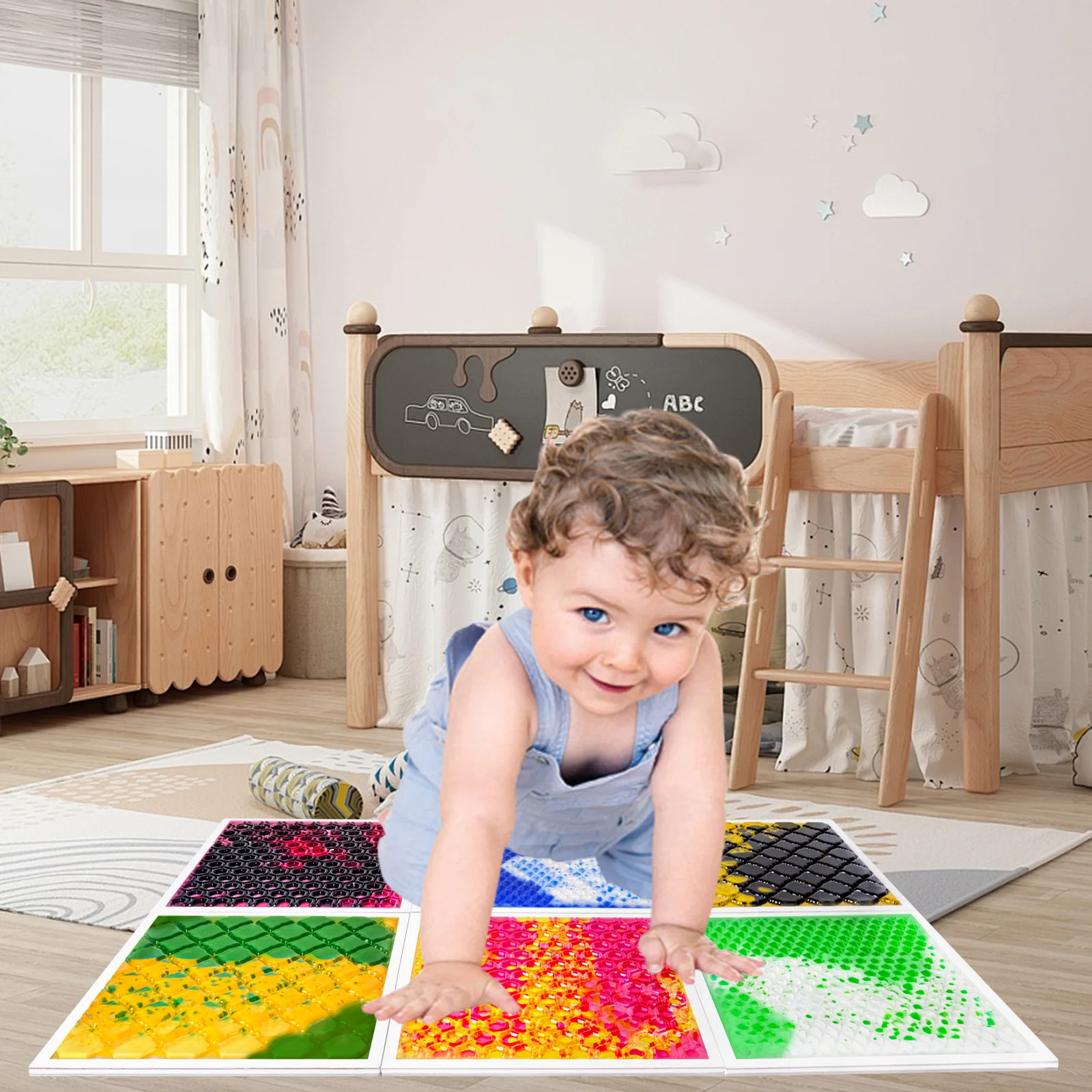 

Sensory Toys Mat with Walking Pads And Feet Tiles for Kids - Touch And Feel Learning Floor Mat
