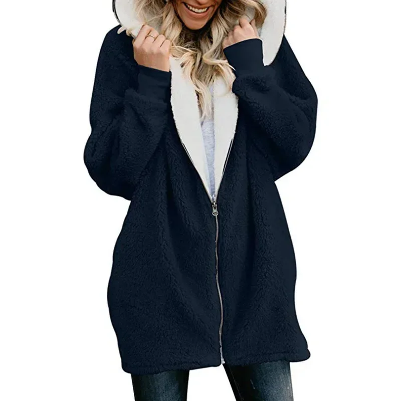 Women Cardigans Faux Fur Jacket 2024 Ladies Warm Jumper Fleece Fur Coat Fluffy Hoodie Outwear Femme Women's Jackets Winter Coat