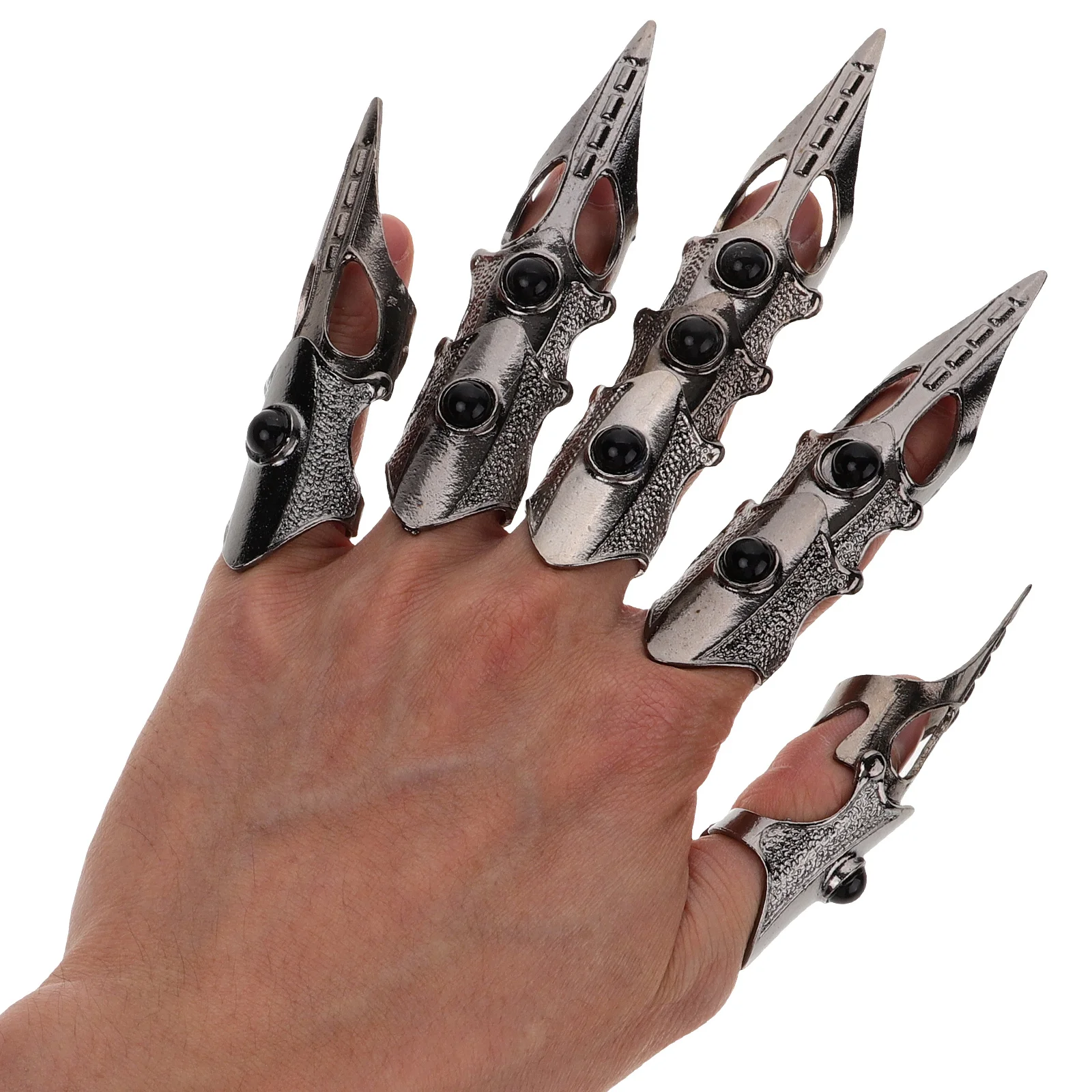 

5pcs 5 Pieces Cosplay Costume Accessories Hip Hop Full Finger Ring Rings Mens Fashion Halloween for Women