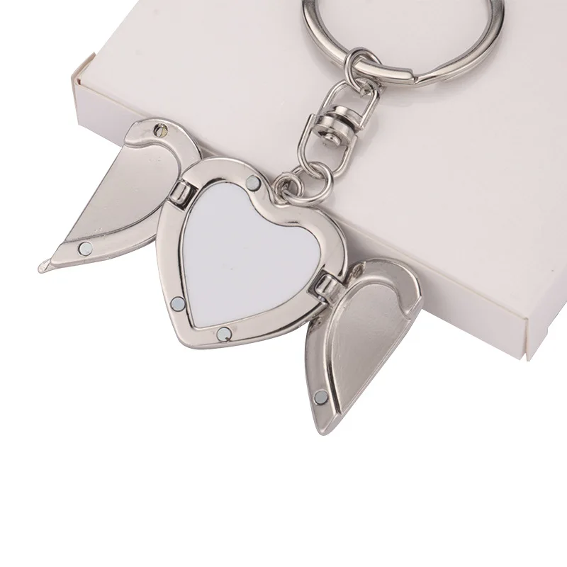 Sublimation Keychain Sunflower Keychain DIY Blank Angel Wing Keyring For Heat Transfer Print Logo Photo