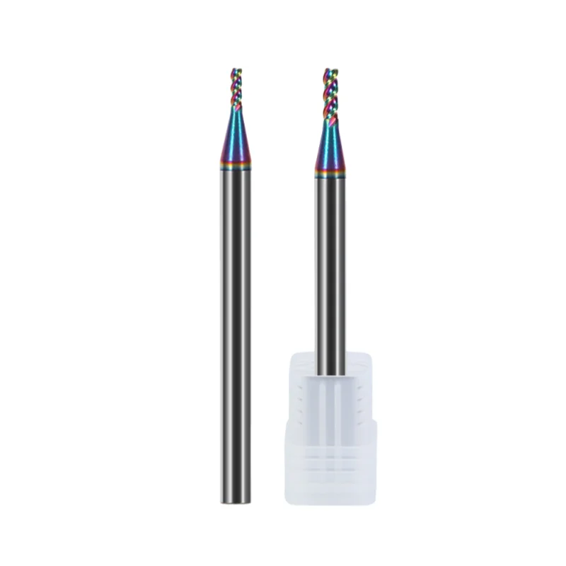 1PCS Decimal Point Flat End Mill HRC60 CNC Cutter Tools 3 Flute 1.1-3.9mm Carbide Milling Cutter TC50-Coating