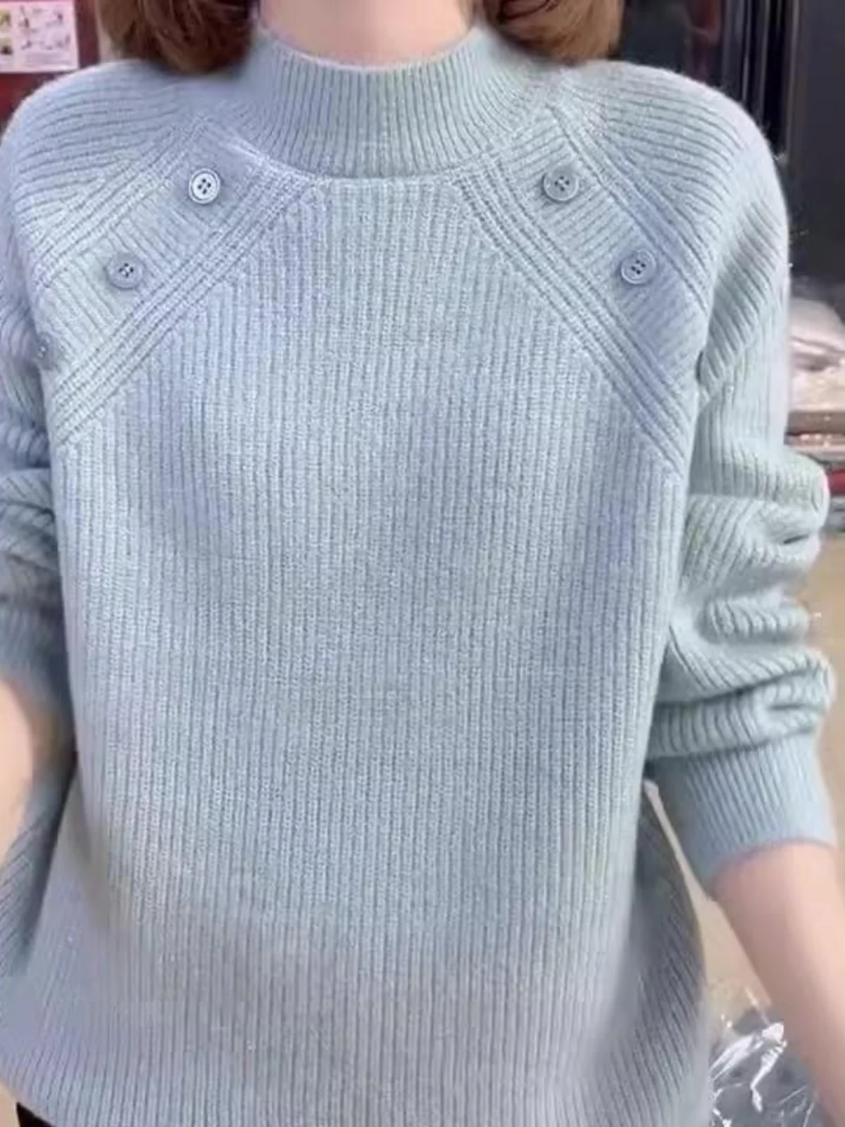 Thiened Warm Base irt Damen runder Ne-Pullover Strickpullover Long Sve Herbst Winter New Sle Inner Wear Vielseitig