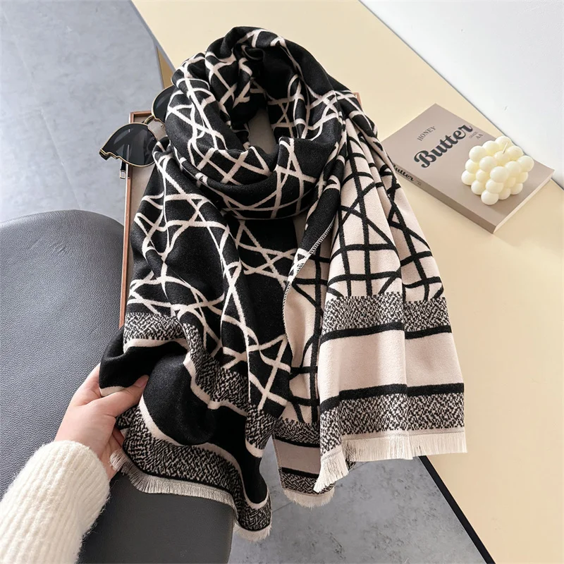 Cashmere Scarf for Women Thick Winter Caps Shawl Wrap Female Pashmina Poncho Luxury Brand Echarpe Femme Blanket Warm Bufanda