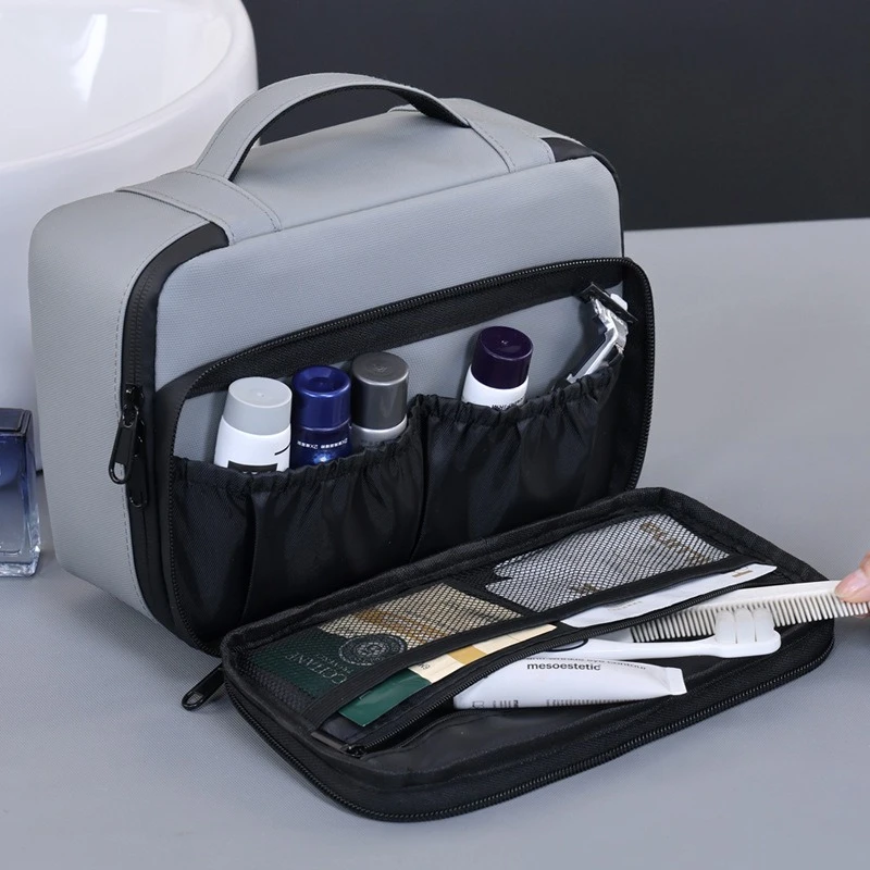 Rectangular Portable Makeup Bag, Stain Resistant Cosmetic Organizer Ideal for Daily Commute and Overnight Trip Wash Essentials