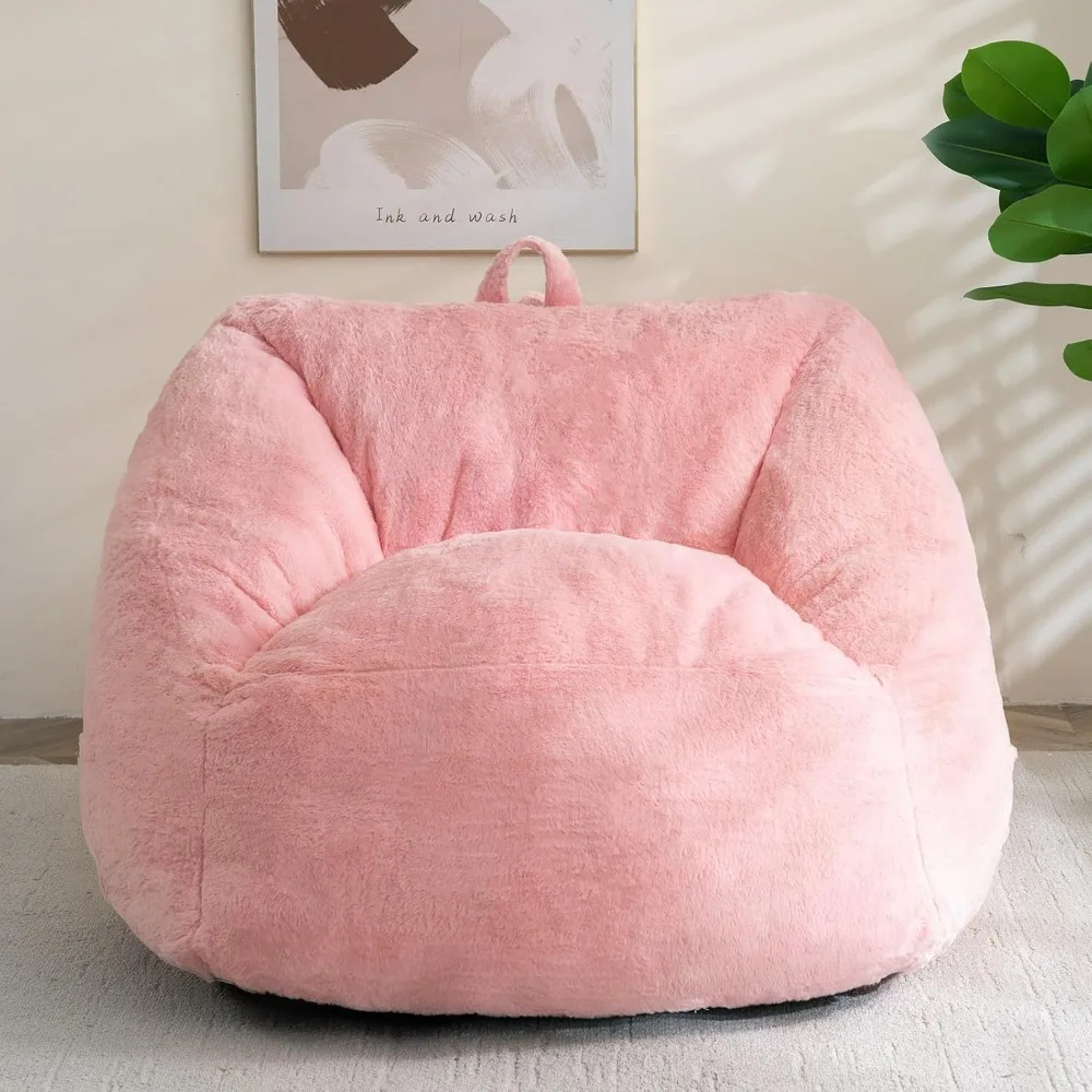 

Bean Bag Chair with Filler - Fluffy Lazy Sofa with Handle Soft Stuffed Filling - Comfy Cozy Accent Sofa with Pocket for Dorm