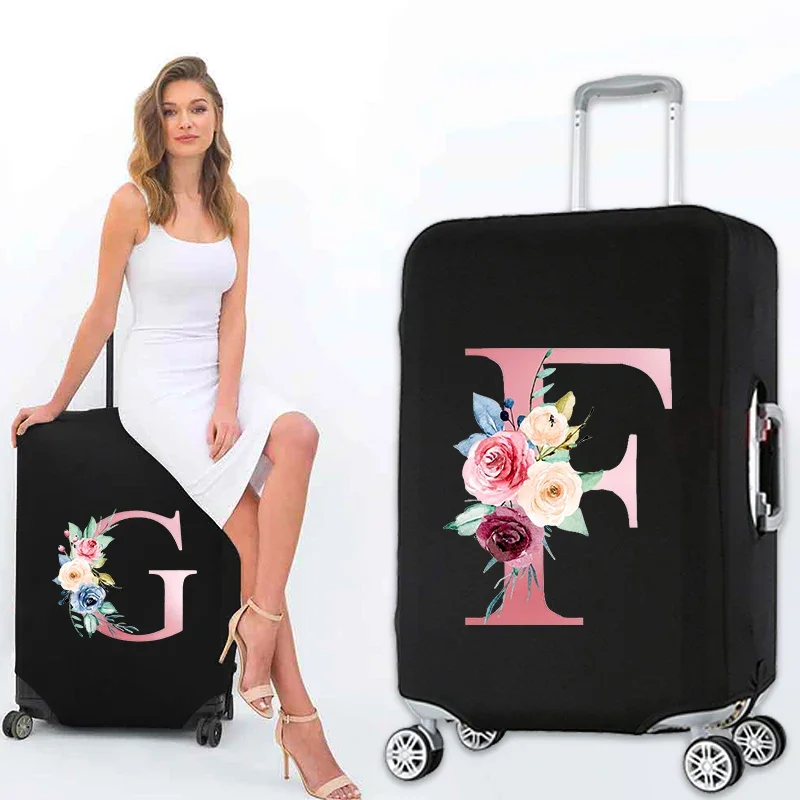 Luggage Protective Cover for 18-28 Inch Fashion Pink Flowers Pattern Trolley Suitcase Elastic Dust Bags Case Travel Accessories