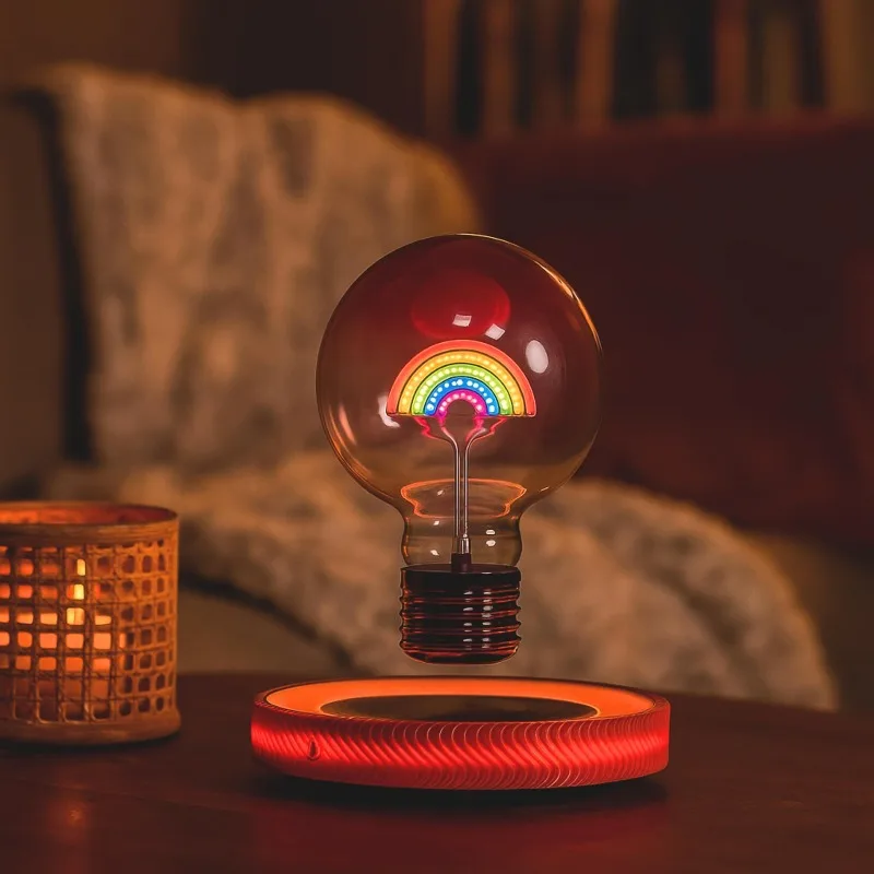 Levitating Floating Wireless LED Light Bulb Desk Lamp for Unique Gifts for Boy Girls Room Night Light Home Office Decor Tech Toy
