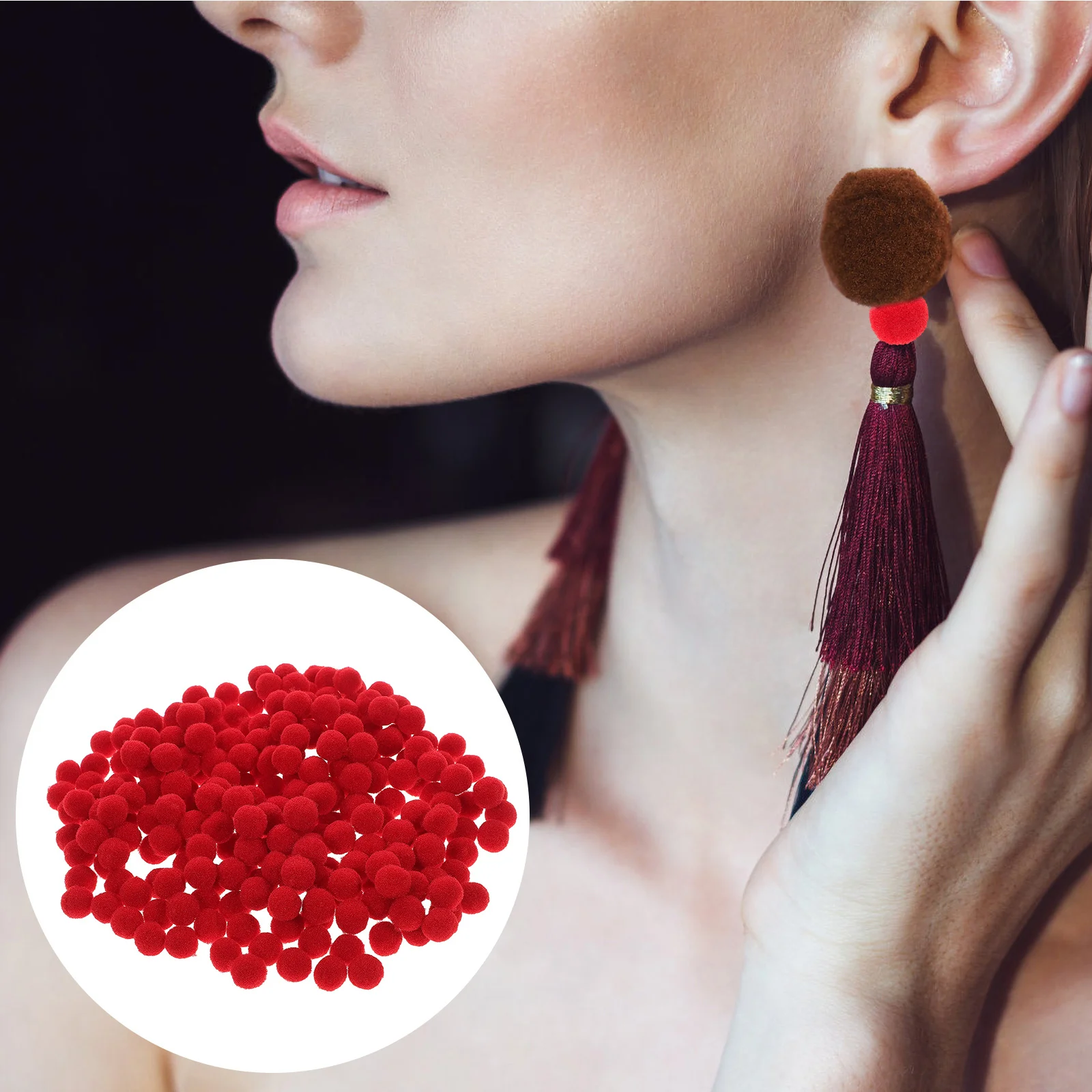 

250Pcs Pom Pom Balls Red Multipurpose DIY Arts Crafts Decorative Pompoms for Clothing Headwear Jewelry Sewing Accessories