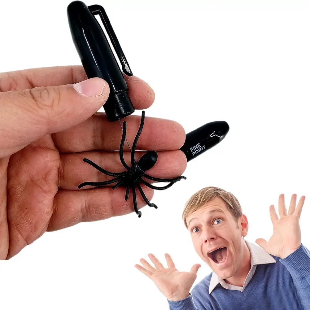 

Prank Spider Pen, Scary Retractable Fake Spider Trick Toy Funny Joke Gadget for April Fools' Day Halloween Party Pranks Gag Gift
