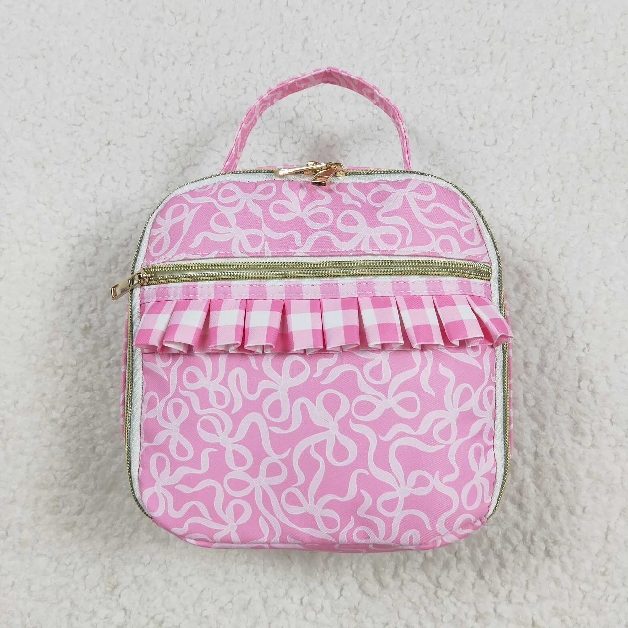 Venta al por mayor de niños, caja de almuerzo con lazos para niñas, mochila de viaje para niños, mochila con volantes a cuadros para exteriores, bolsas portátiles para niños y niñas, mochilas para volver a la escuela
