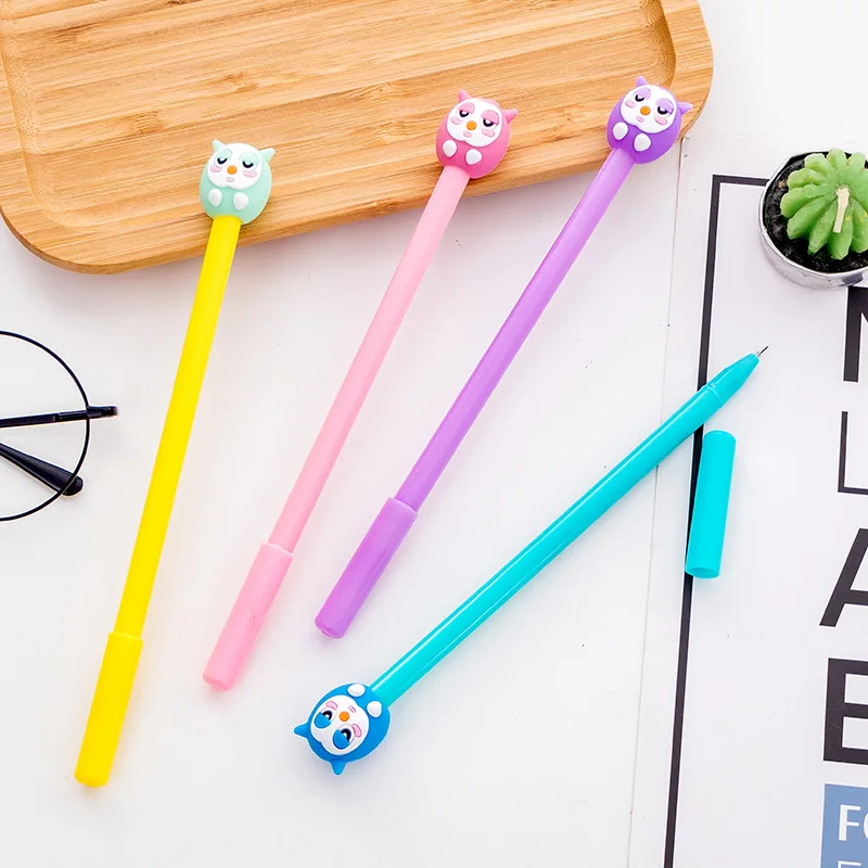 36 Pcs Wholesale Creative Cute Owl Baby Gel Pen Black 0.5 Ink Pen Signing Pen Gel Pen Wholesale Manufacturer