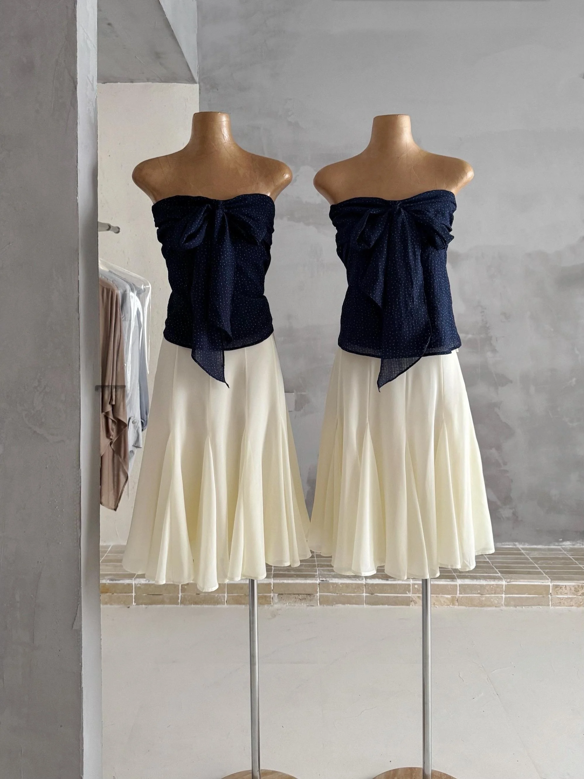 

Elegant High Waist A-Line Skirt in Peach Color with Pleats for Women Draping Quality Midi Skirt Moonlight Sonata Series