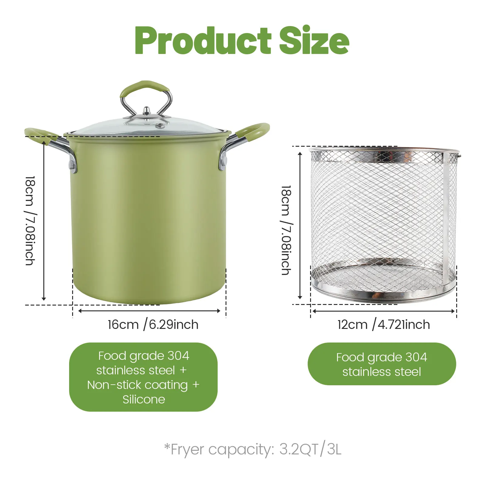 Deep Fryer Pot, Japanese Tempura Small Stainless Steel Deep Frying Pot, with Oil Drip Drainer Rack 304 Stainless Steel Stock Pot