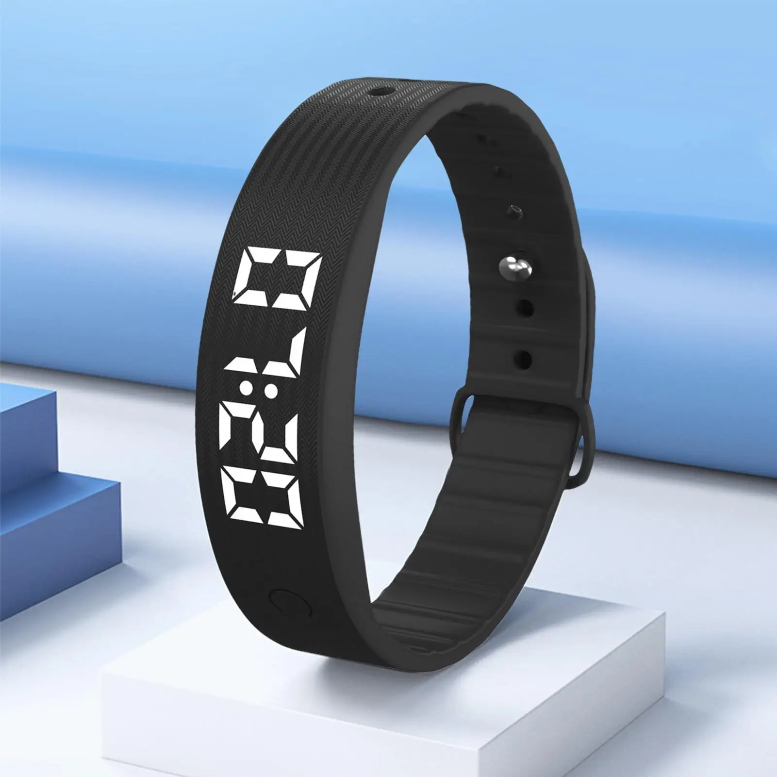 Silent Alarm Wristband Rechargeable, Vibration Timer Bracelet Reminder, Calorie Step Counter Watch for Adults Kids Couples Sleep