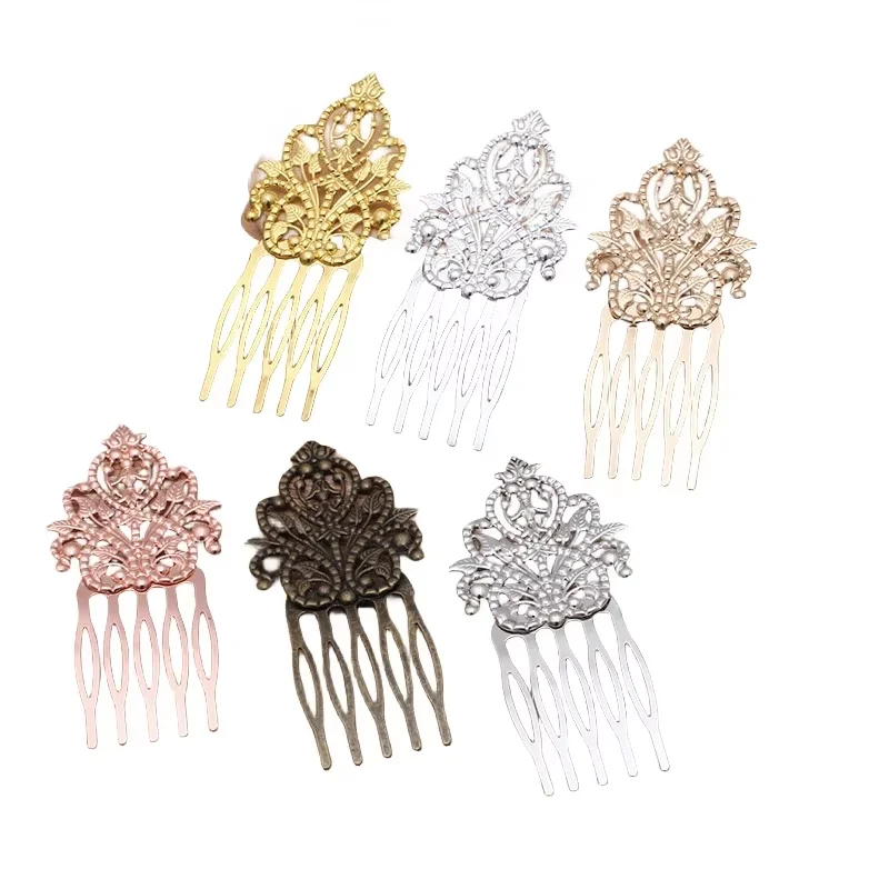 BoYuTe (10 Pieces/Lot) 5 Teeth 50*80mm Filigree Flower Hair Comb Women Hair Accessories Materials Diy