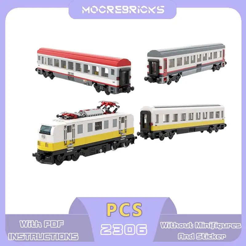 MOC German Style Airport Express Electric Locomotive Building Blocks Modern Passenger Railway Engine Model Track Toy Adult