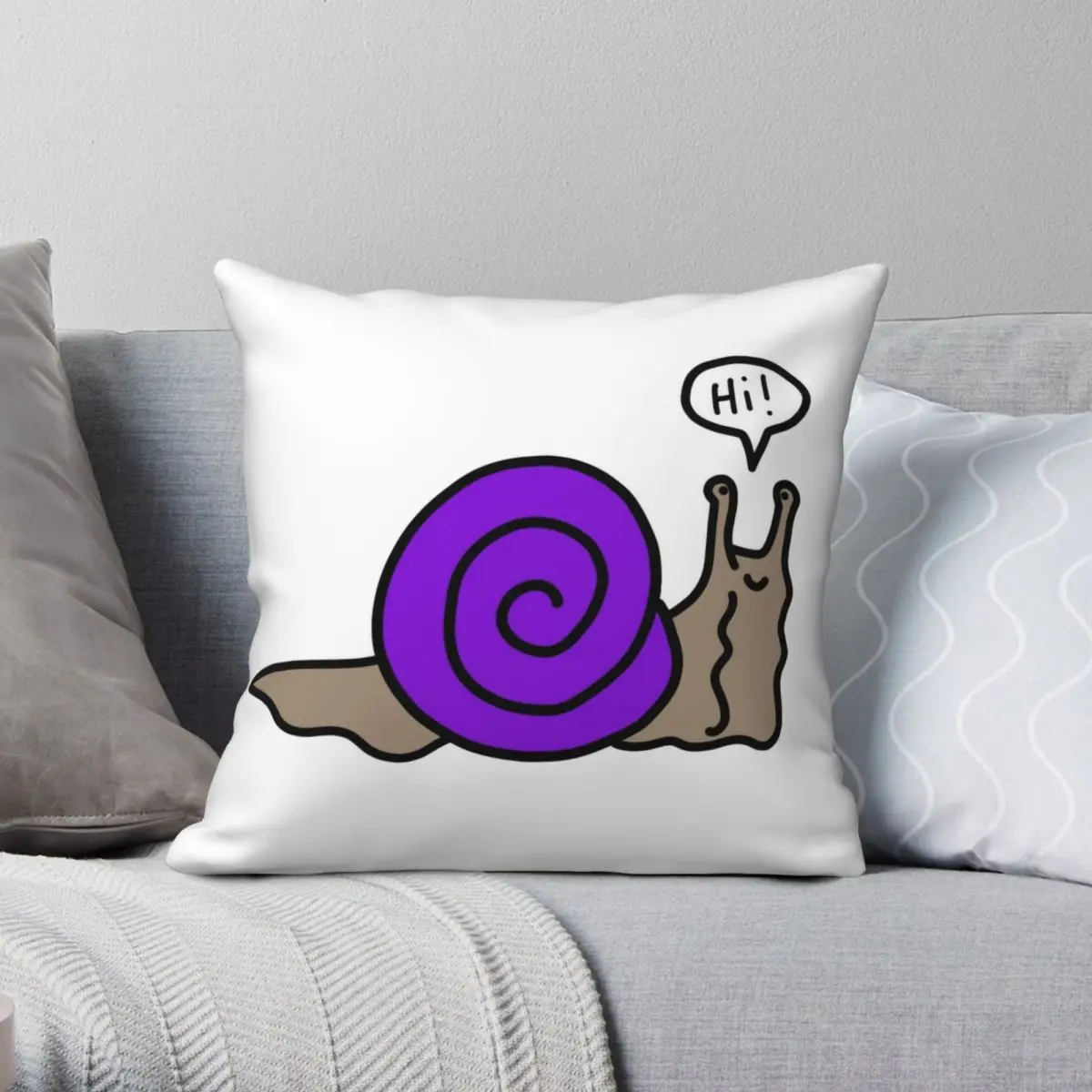 

Purple Snail Friend Square Pillowcase Polyester Linen Velvet Creative Zip Decor Sofa Seater Cushion Cover