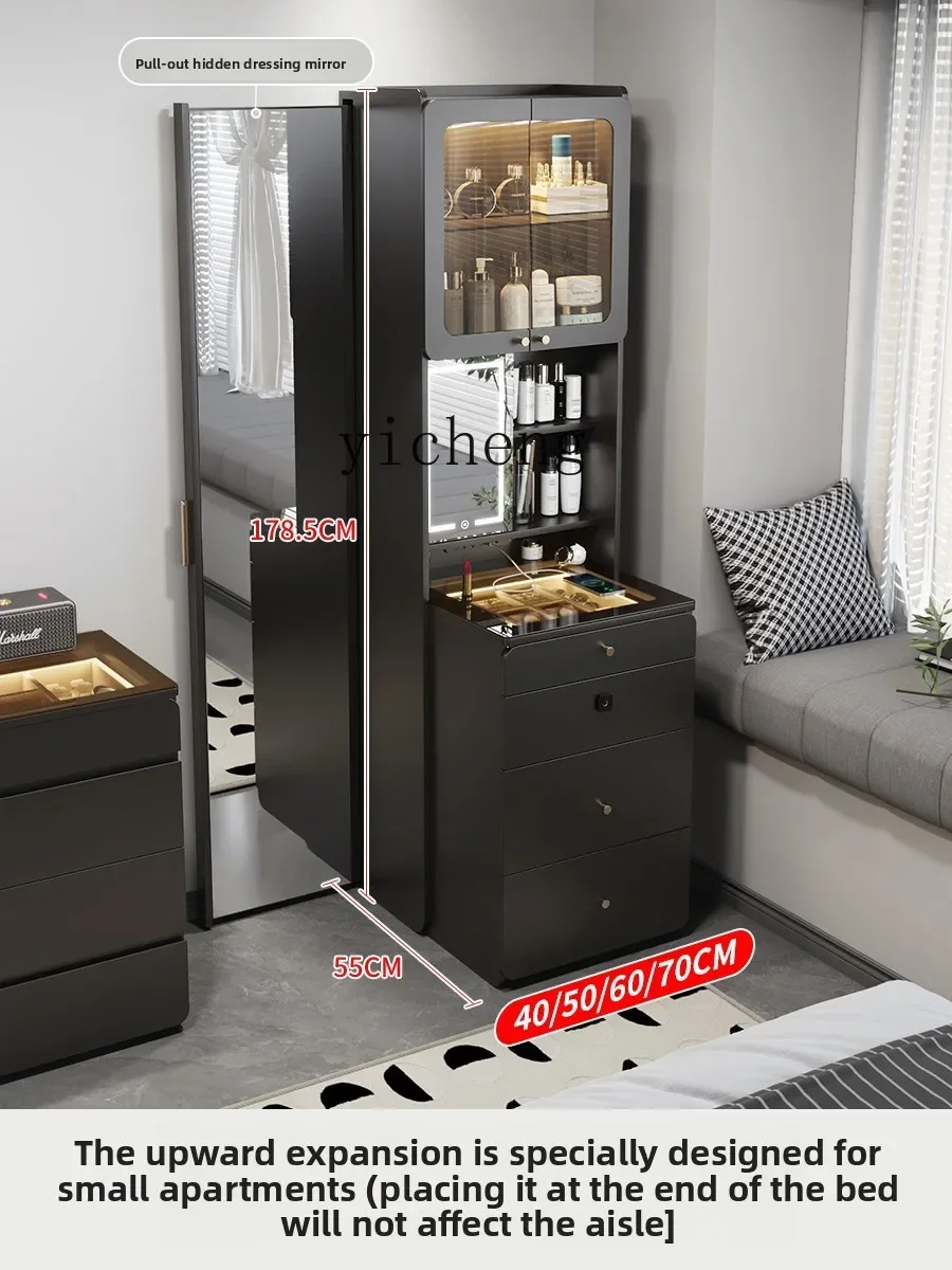 l23 Simple Modern Desk, Dressing Table, Integrated Bedroom, Small Apartment, Dressing Table, Computer Table, Black Advanced 4