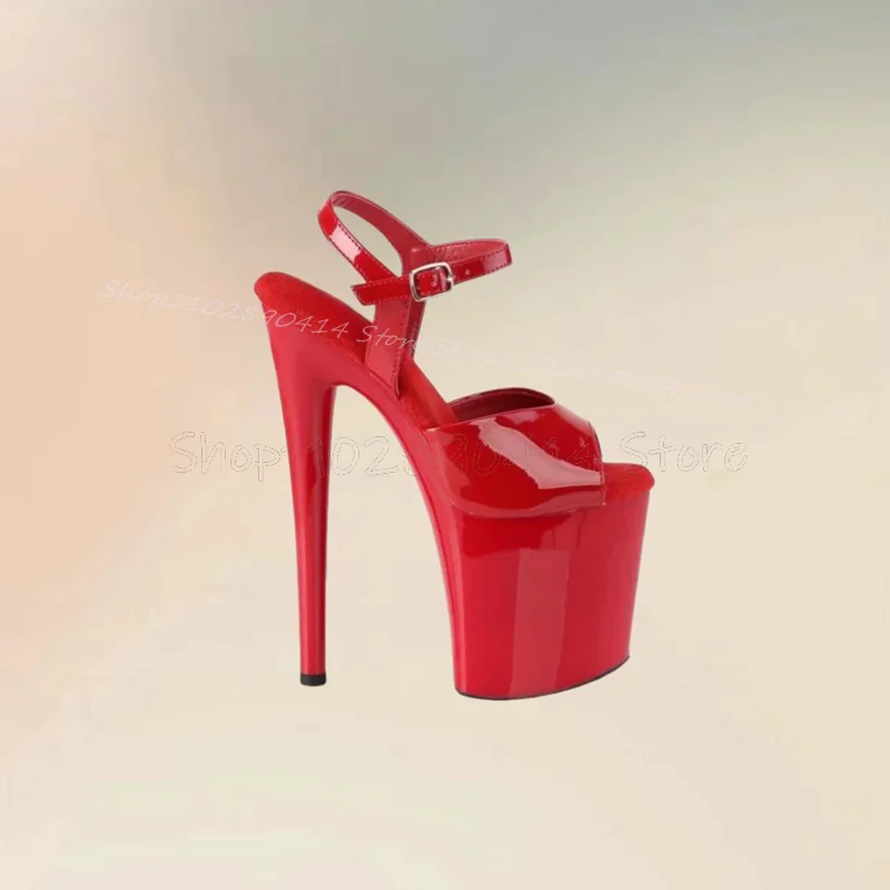 

Red Super High Platform Peep Toe Sandals Ankle Buckle Strap Women Shoes Stilettos High Heels Sexy Party 2024 Zapatos Para Mujere